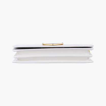 Prada Triangle Logo White Saffiano Leather Messenger Bag — view 3