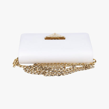 Prada Triangle Logo White Saffiano Leather Messenger Bag — view 8