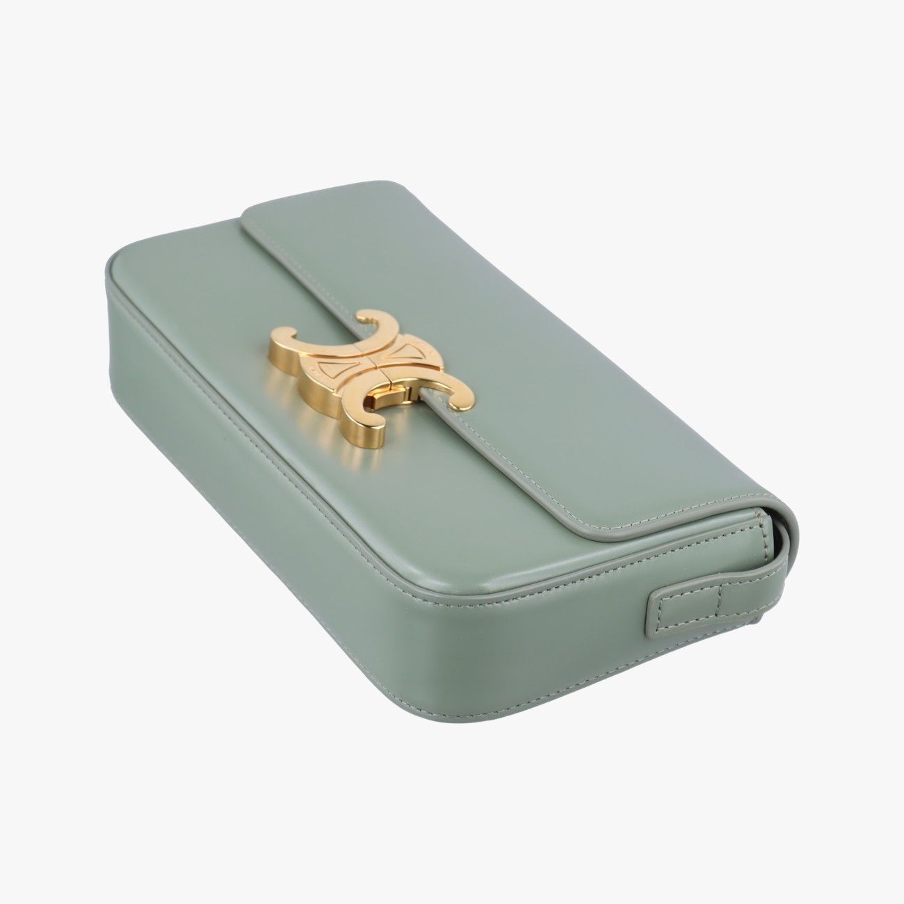 Celine Claude Triomphe Green Leather Messenger Bag — view 4