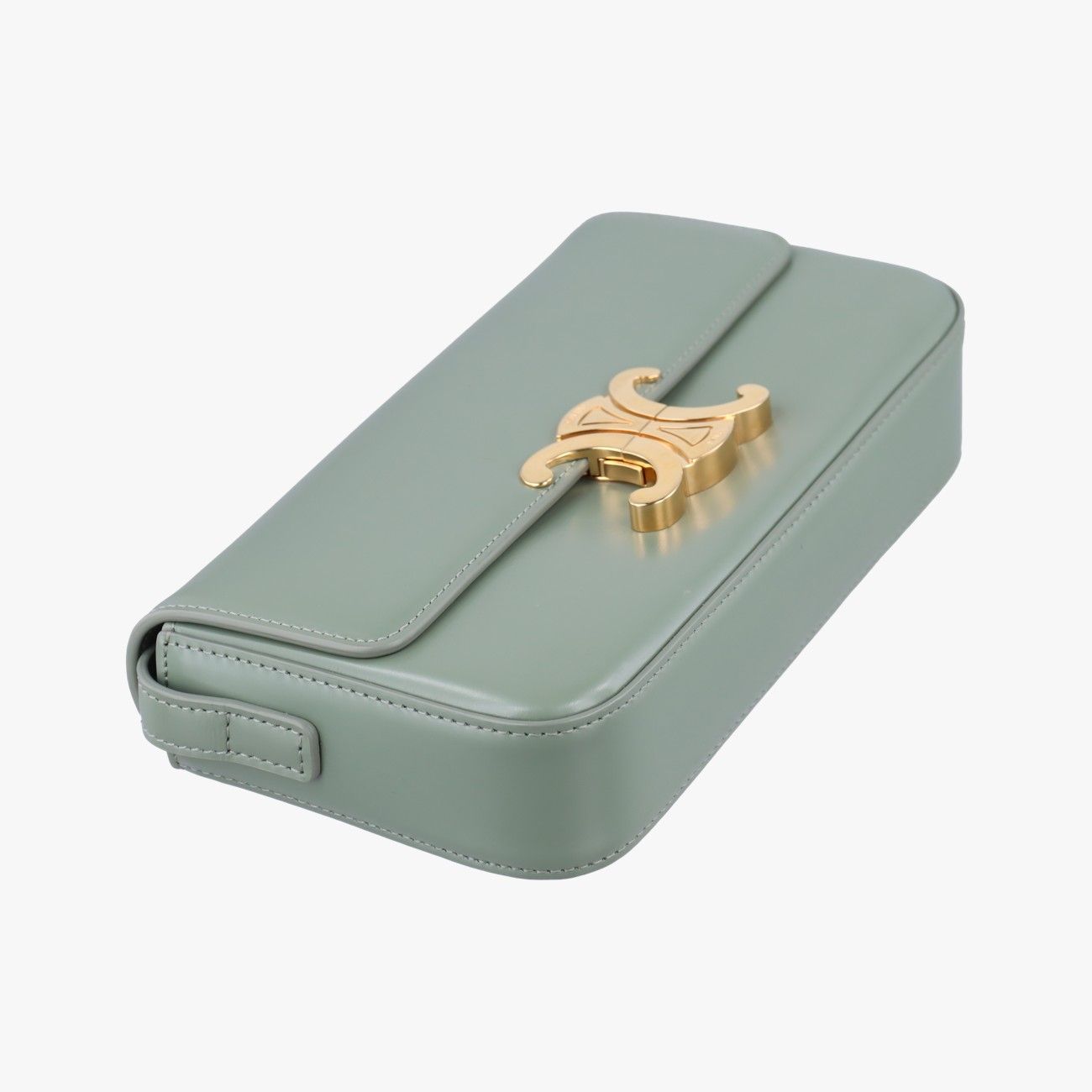 Celine Claude Triomphe Green Leather Messenger Bag — view 5