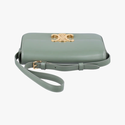 Celine Claude Triomphe Green Leather Messenger Bag — view 8