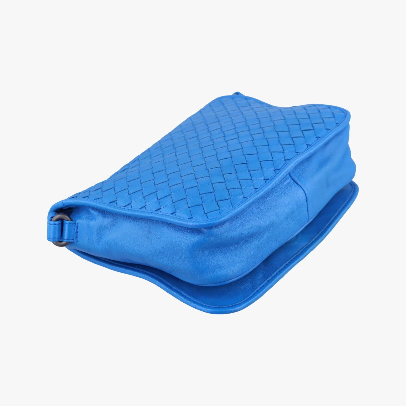 Bottega Veneta Intrecciato Blue Lambskin Messenger Bag — view 7