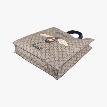 Gucci GG Supreme Beige Black Canvas Leather Messenger Bag — view 4
