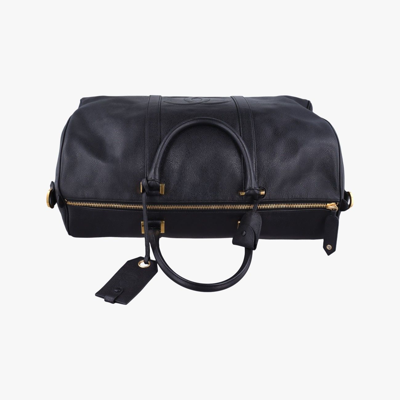 Chanel Big CC Logo Boston Black Caviar Leather Handbag — view 8