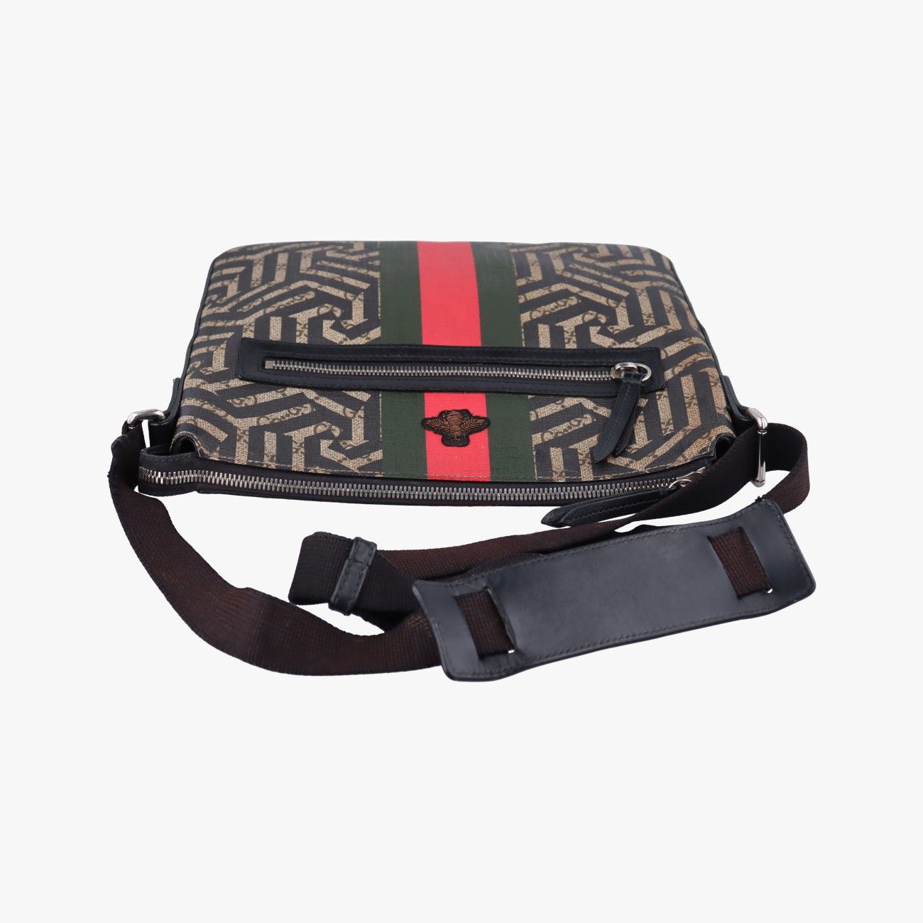 Gucci GG Carre Beige Black Canvas Leather Tote — view 8