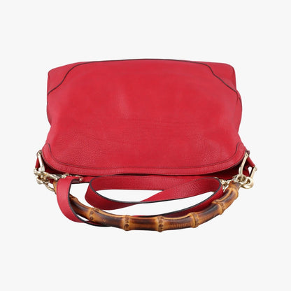Gucci Bamboo Red Leather Messenger Bag — view 8
