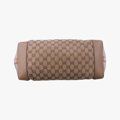 Gucci GG Craft Brown Leather Canvas Handbag — view 3