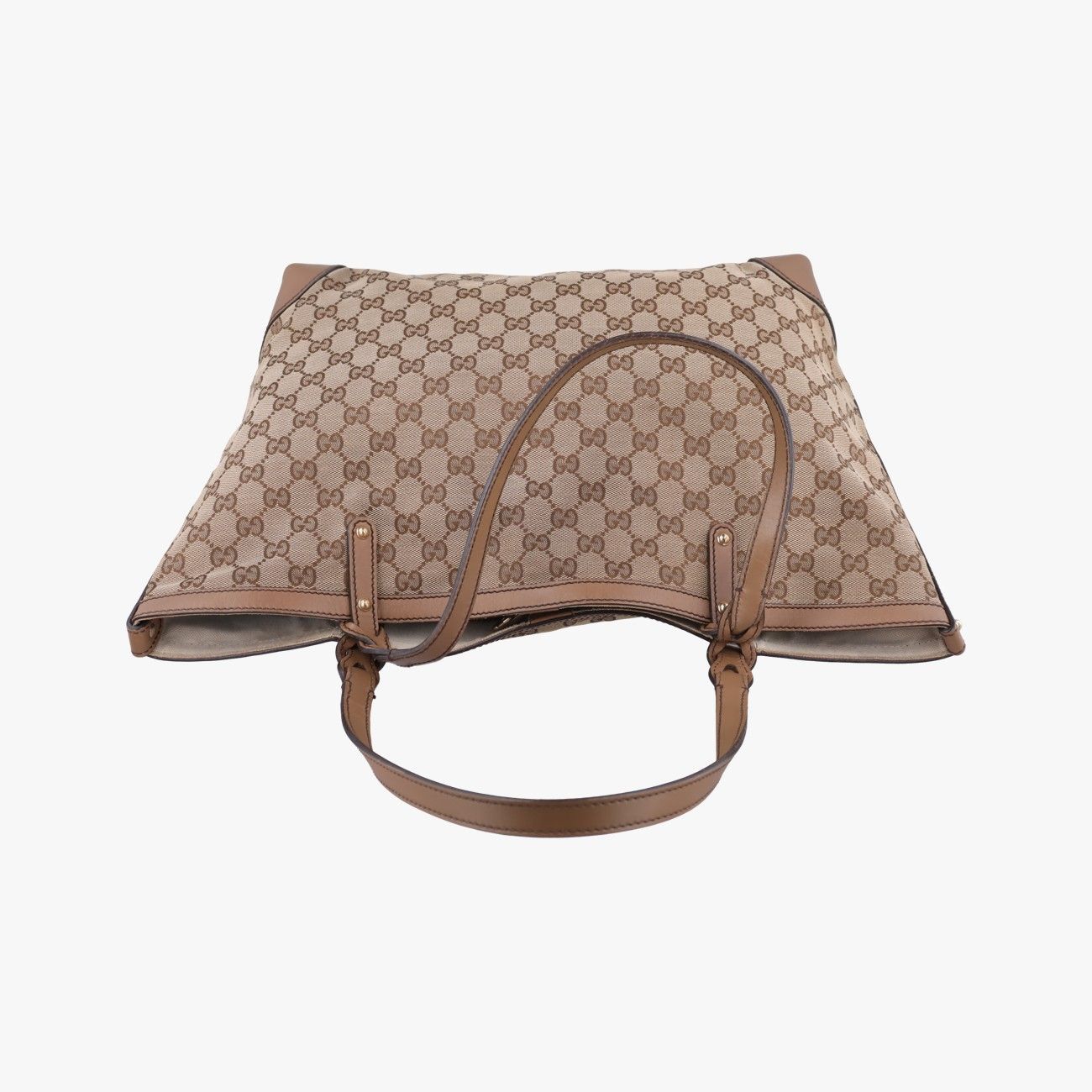 Gucci GG Craft Brown Leather Canvas Handbag — view 8