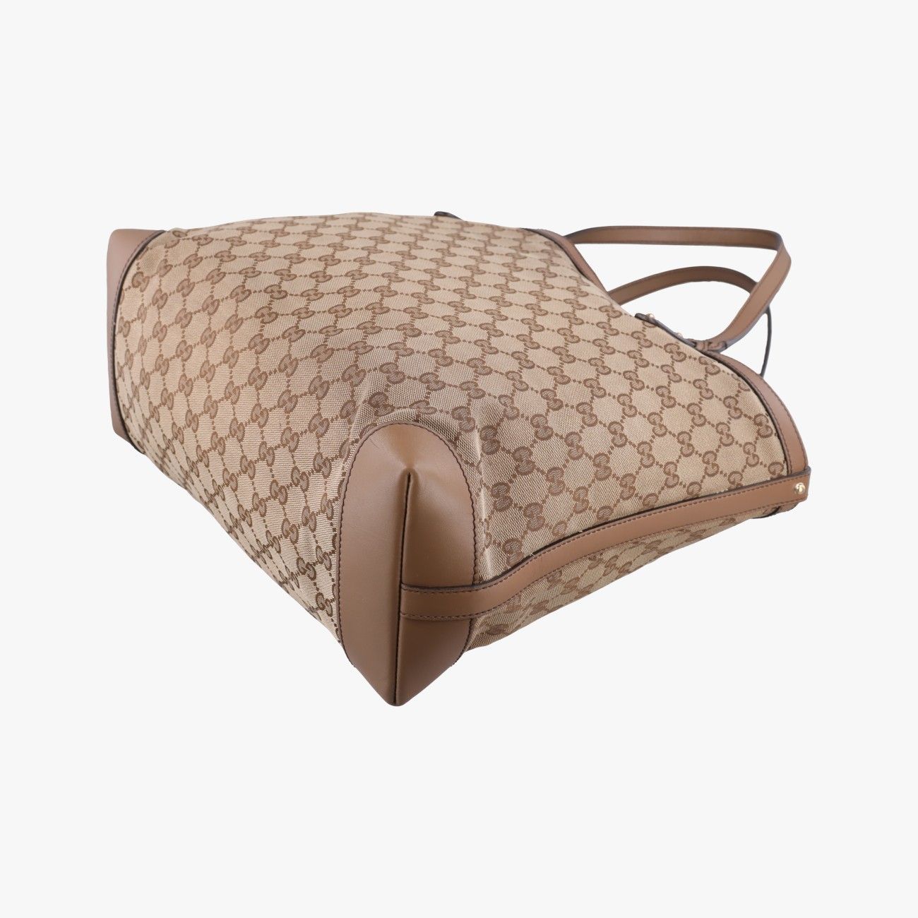 Gucci GG Craft Brown Leather Canvas Handbag — view 6