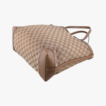Gucci GG Craft Brown Leather Canvas Handbag — view 6