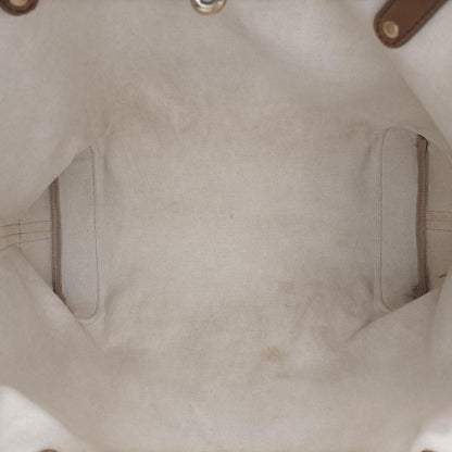 Gucci GG Craft Brown Leather Canvas Handbag — view 9