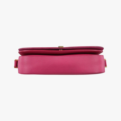 Saint Laurent Yves Laurenty Line Rose Red Leather Messenger Bag — view 3