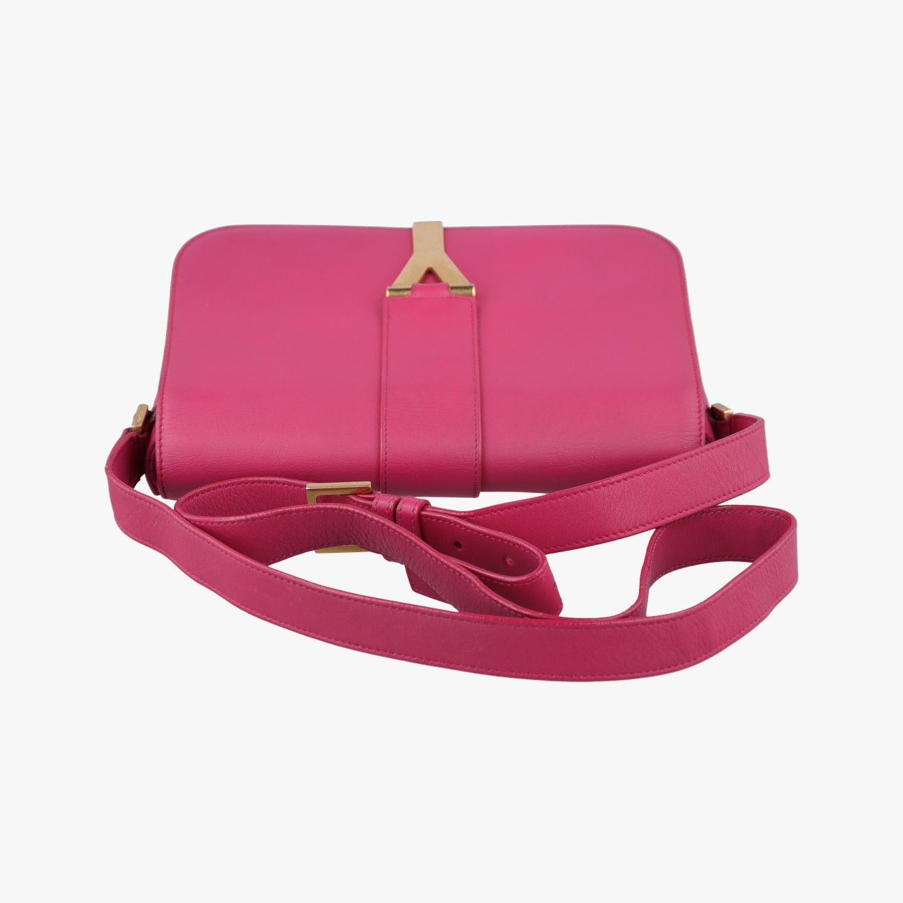 Saint Laurent Yves Laurenty Line Rose Red Leather Messenger Bag — view 8