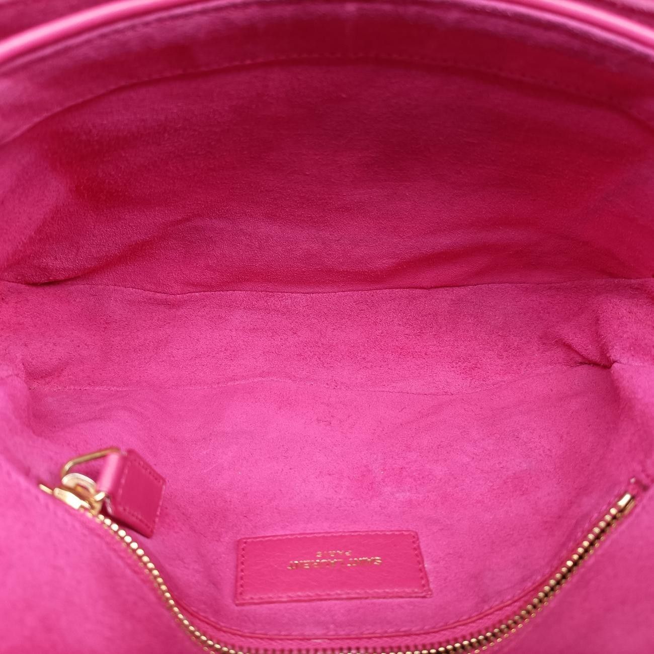 Saint Laurent Yves Laurenty Line Rose Red Leather Messenger Bag — view 9