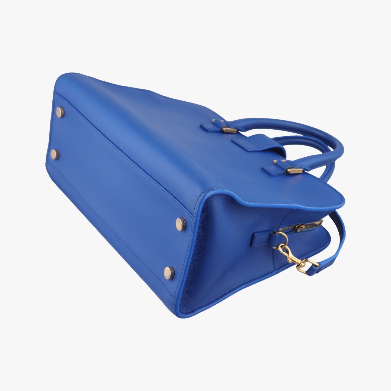 Saint Laurent Yves Baby Cabas Blue Leather Messenger Bag — view 6