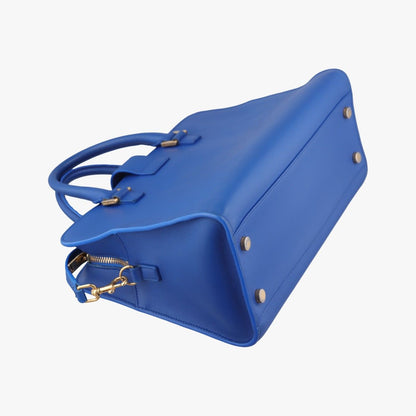 Saint Laurent Yves Baby Cabas Blue Leather Messenger Bag — view 7