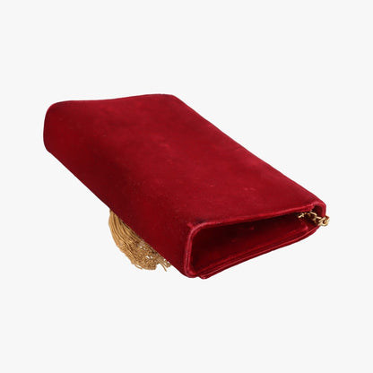 Saint Laurent Yves Kate Red Velour Messenger Bag — view 6