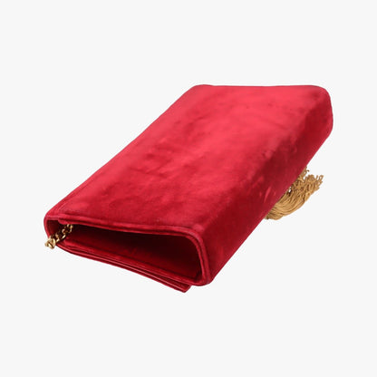 Saint Laurent Yves Kate Red Velour Messenger Bag — view 7