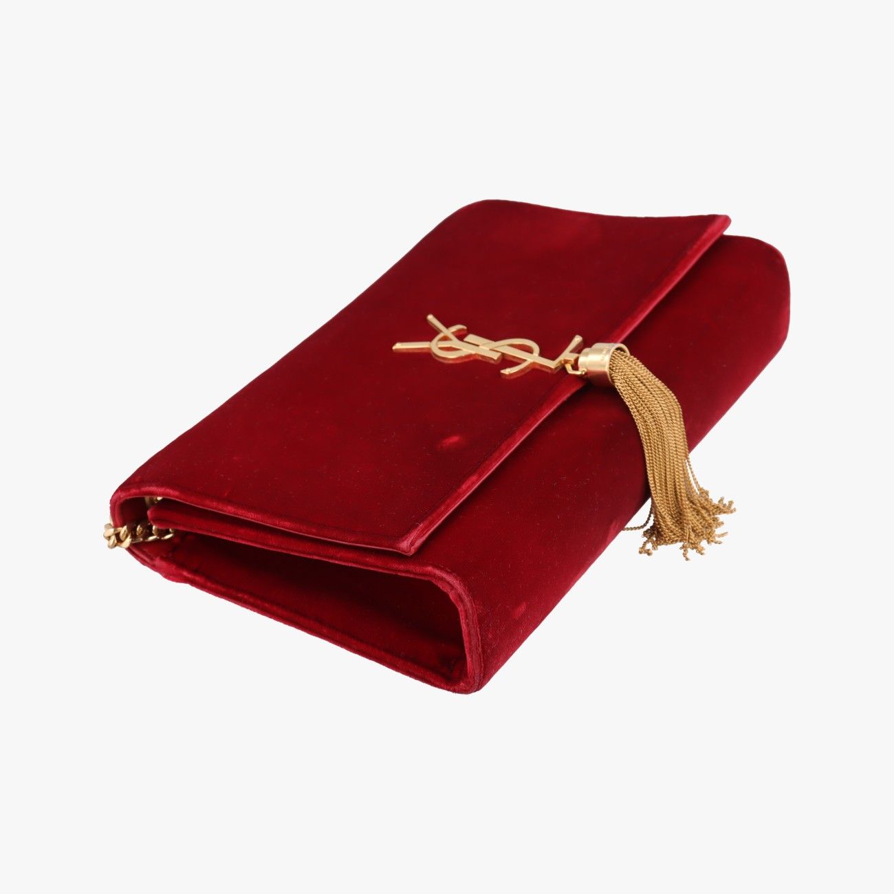 Saint Laurent Yves Kate Red Velour Messenger Bag — view 5