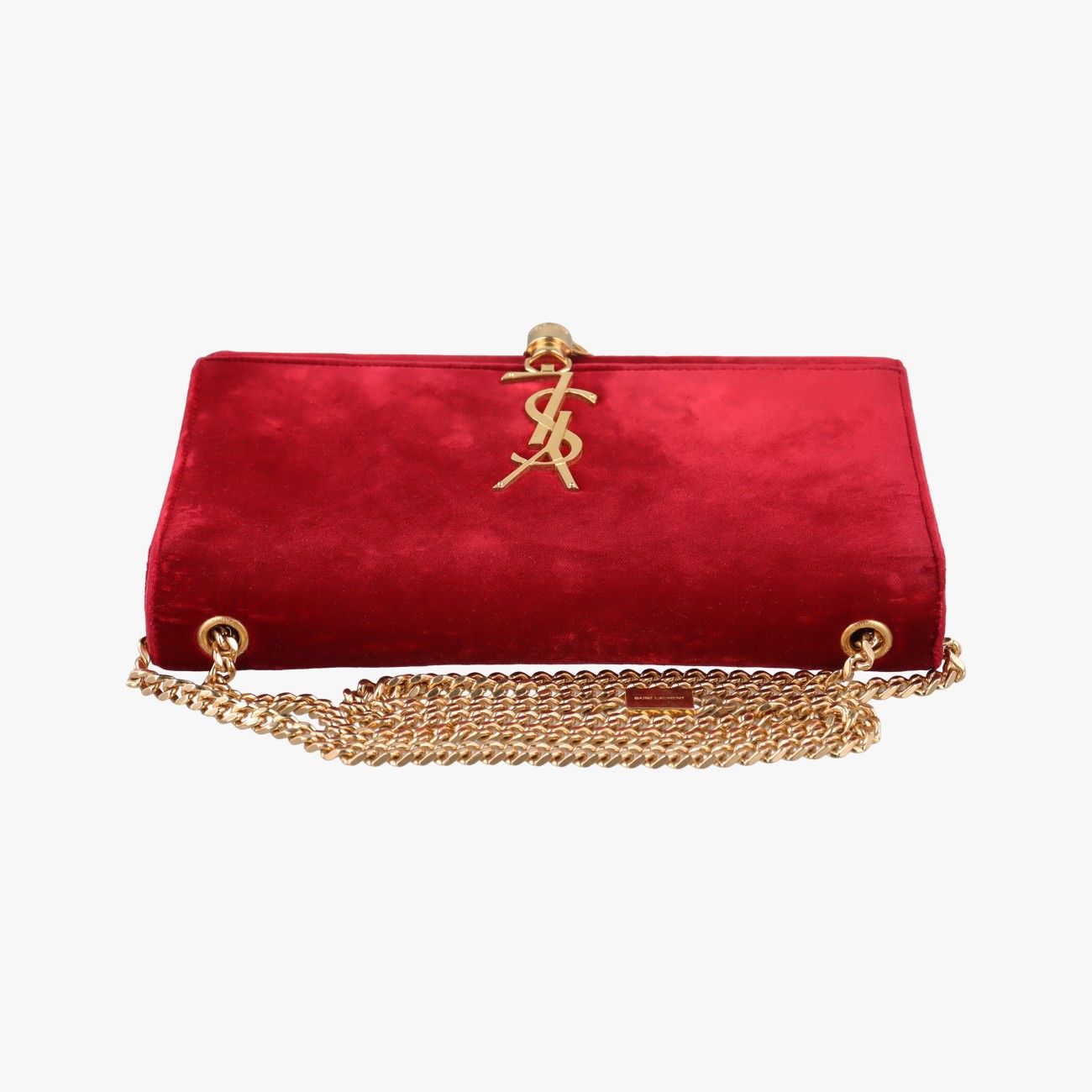 Saint Laurent Yves Kate Red Velour Messenger Bag — view 8