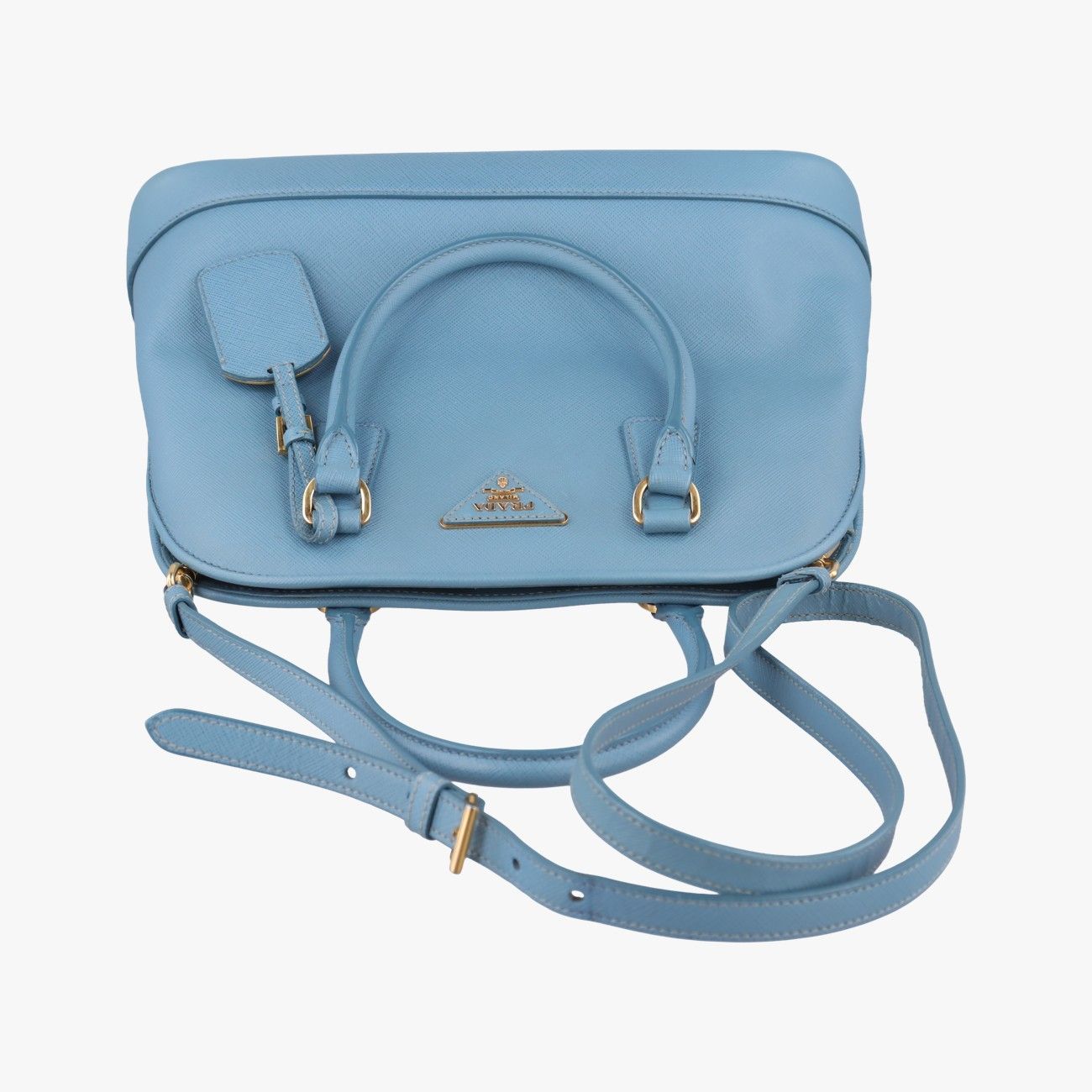 Prada Promenade Blue Saffiano Leather Messenger Bag — view 8