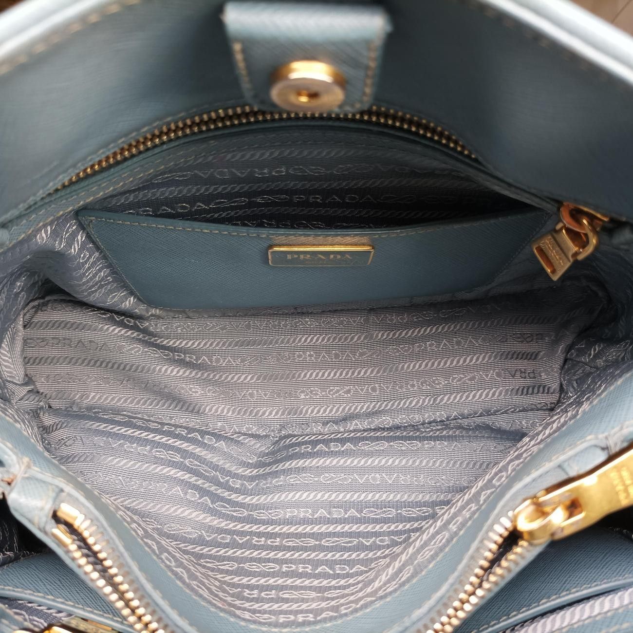 Prada Promenade Blue Saffiano Leather Messenger Bag — view 9