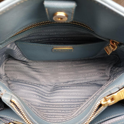 Prada Promenade Blue Saffiano Leather Messenger Bag — view 9
