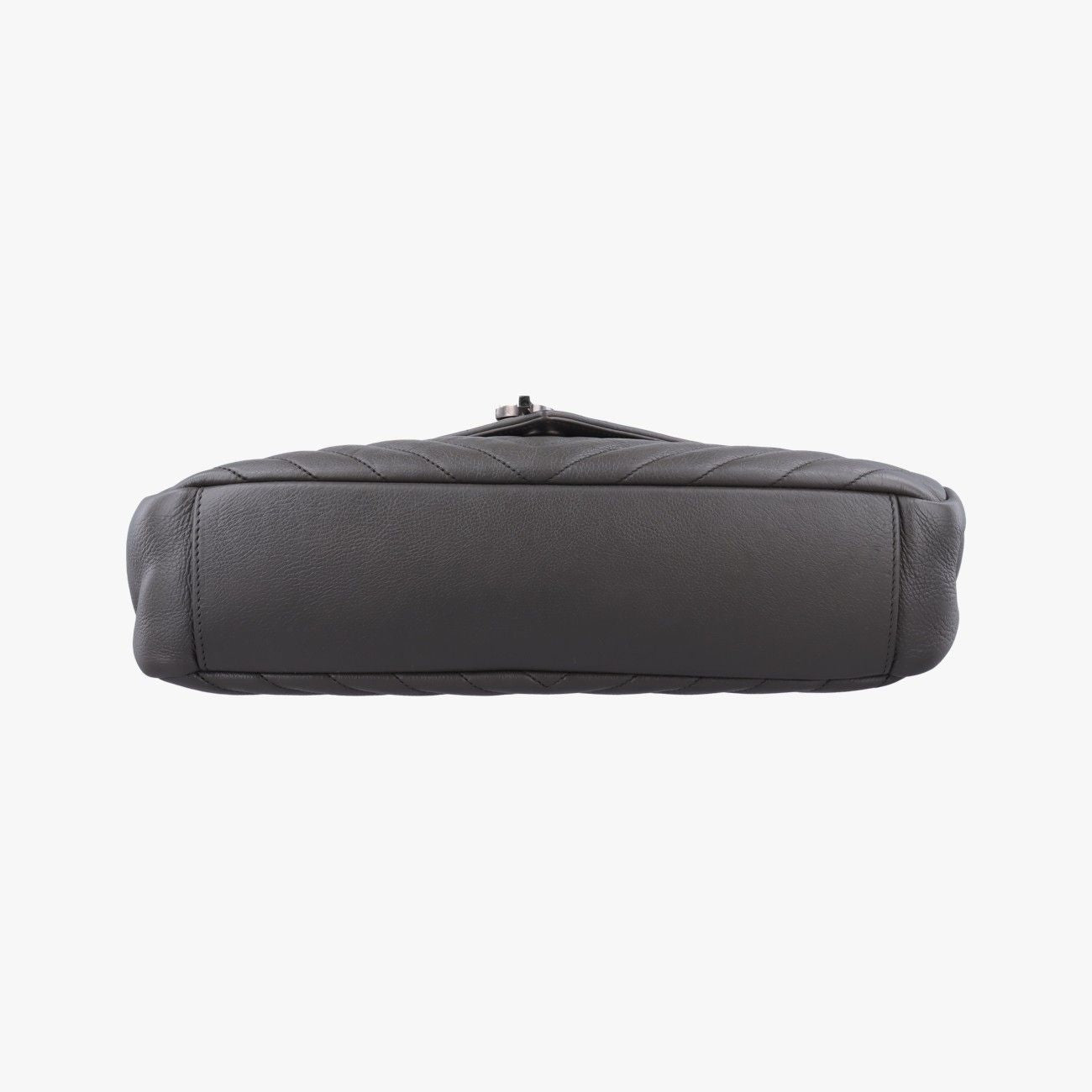 Saint Laurent Yves Carre Gray Leather Messenger Bag — view 3