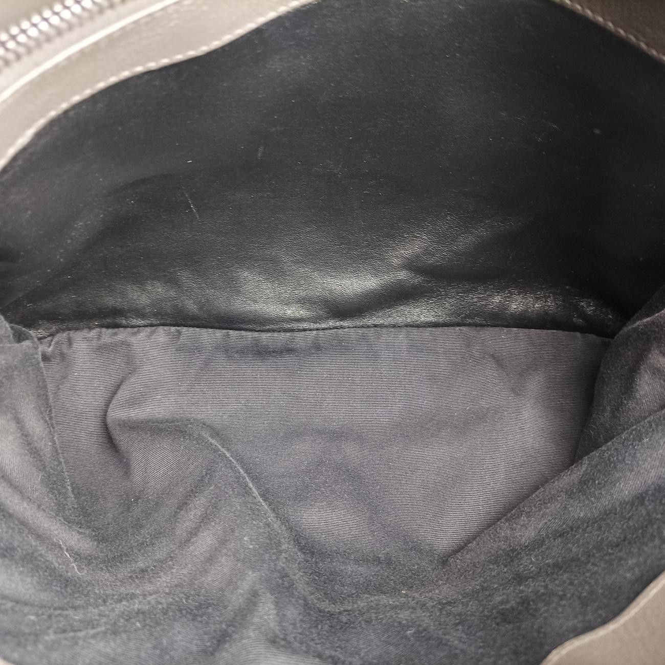 Saint Laurent Yves Carre Gray Leather Messenger Bag — view 9