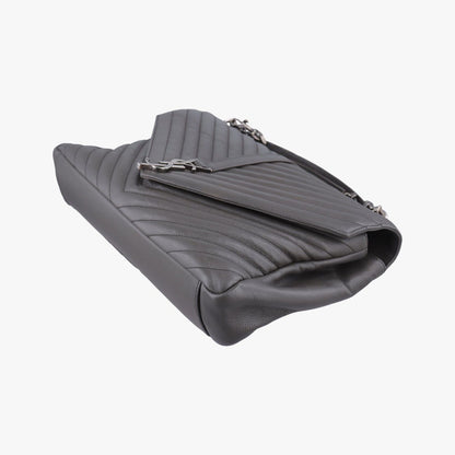 Saint Laurent Yves Carre Gray Leather Messenger Bag — view 4