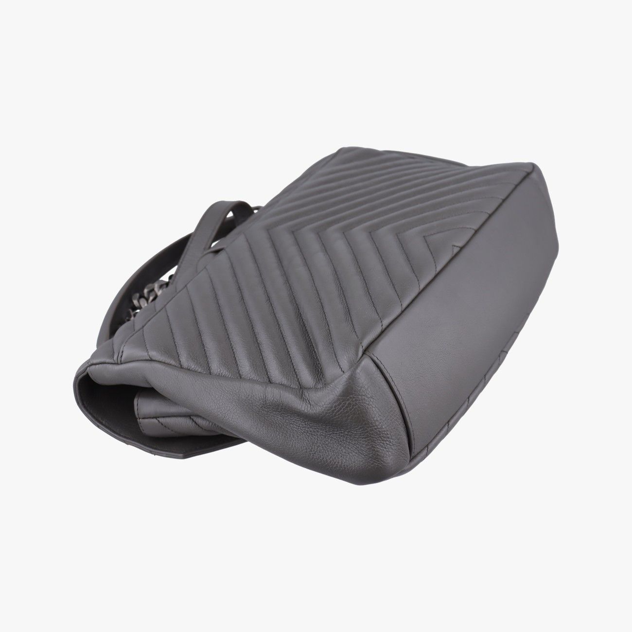 Saint Laurent Yves Carre Gray Leather Messenger Bag — view 7