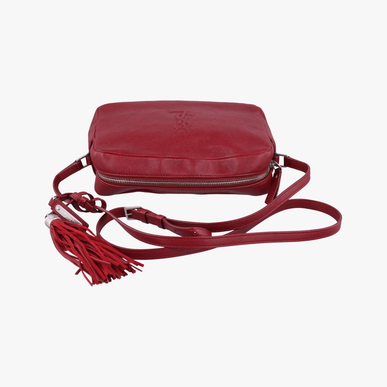 Saint Laurent Yves Camera Red Leather Messenger Bag — view 8