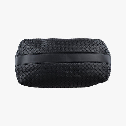 Bottega Veneta Intrecciato Black Lambskin Messenger Bag — view 3