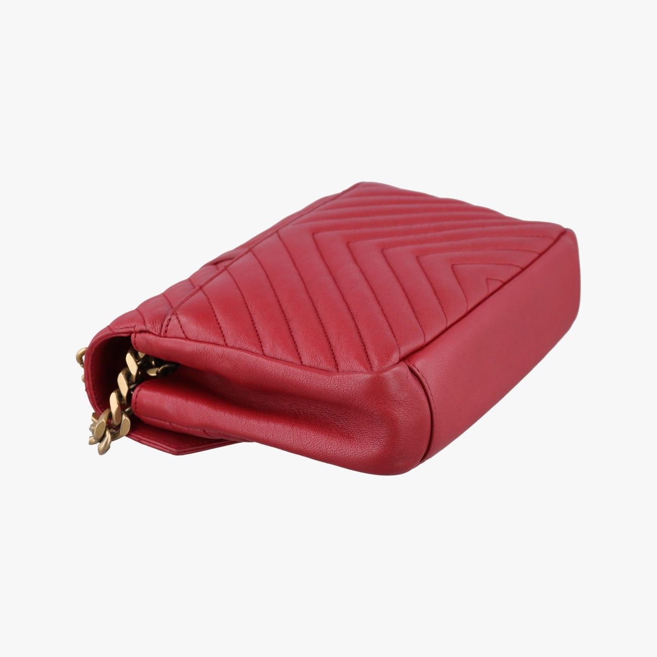 Saint Laurent Yves Carre Red Leather Messenger Bag — view 7