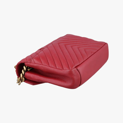 Saint Laurent Yves Carre Red Leather Messenger Bag — view 7