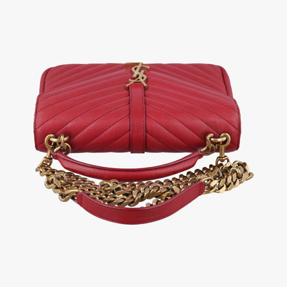Saint Laurent Yves Carre Red Leather Messenger Bag — view 8