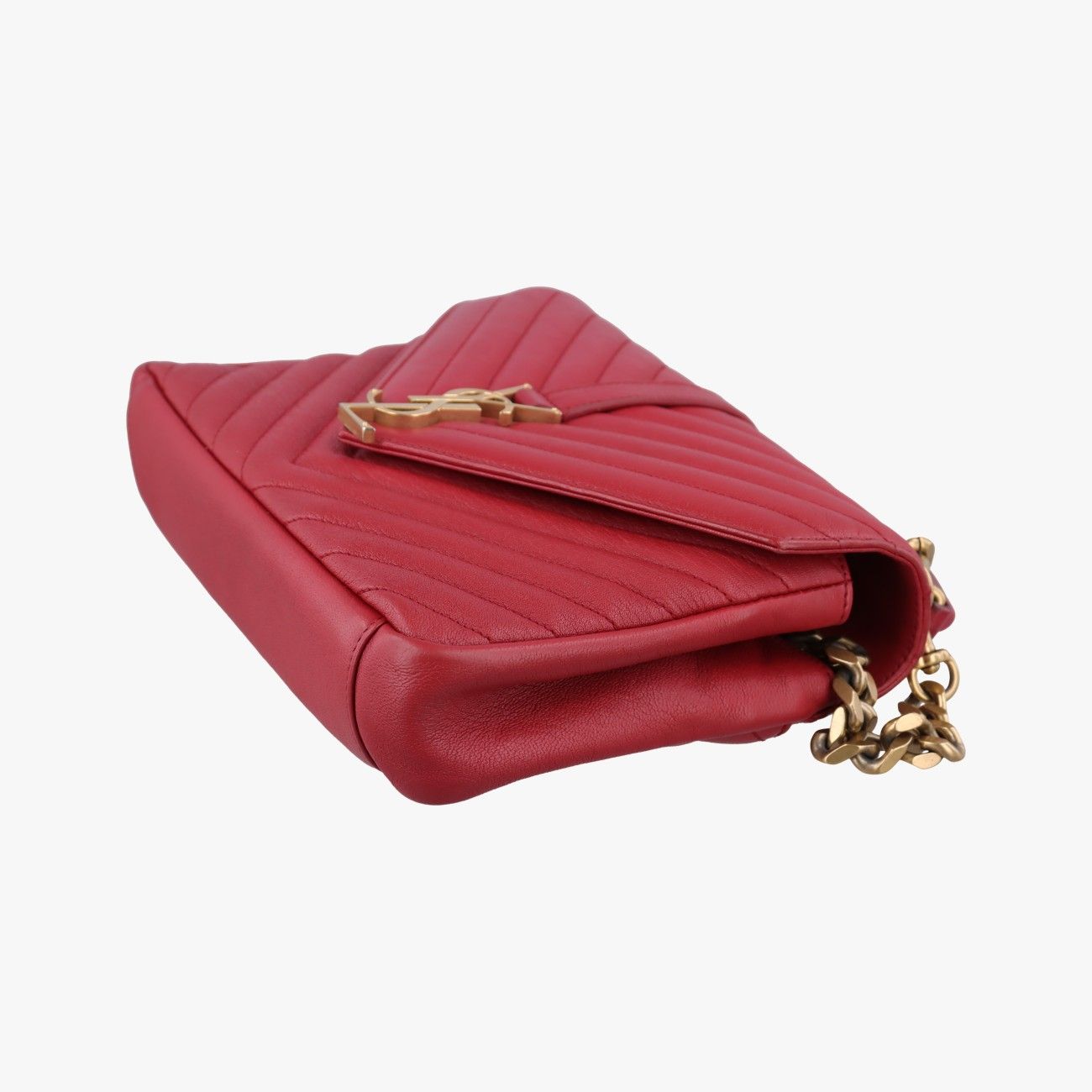 Saint Laurent Yves Carre Red Leather Messenger Bag — view 4