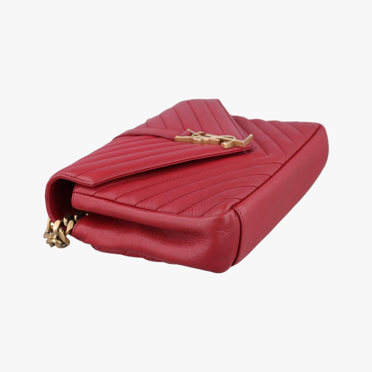 Saint Laurent Yves Carre Red Leather Messenger Bag — view 5