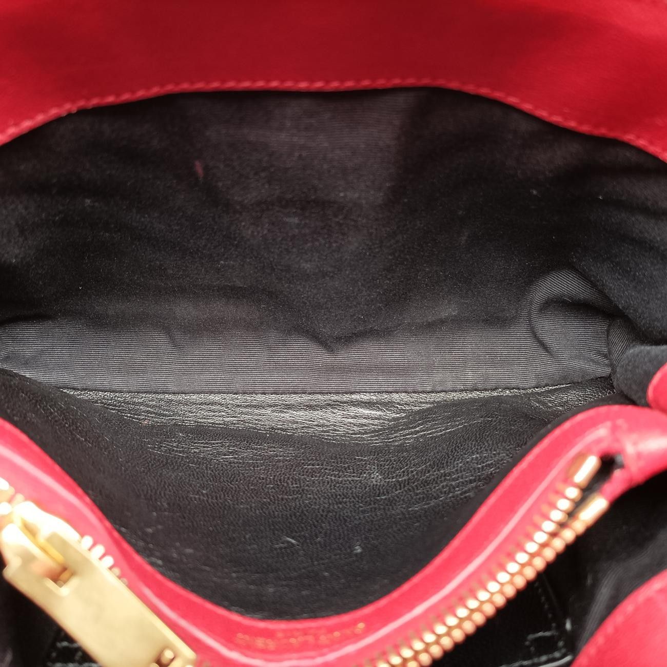 Saint Laurent Yves Carre Red Leather Messenger Bag — view 9