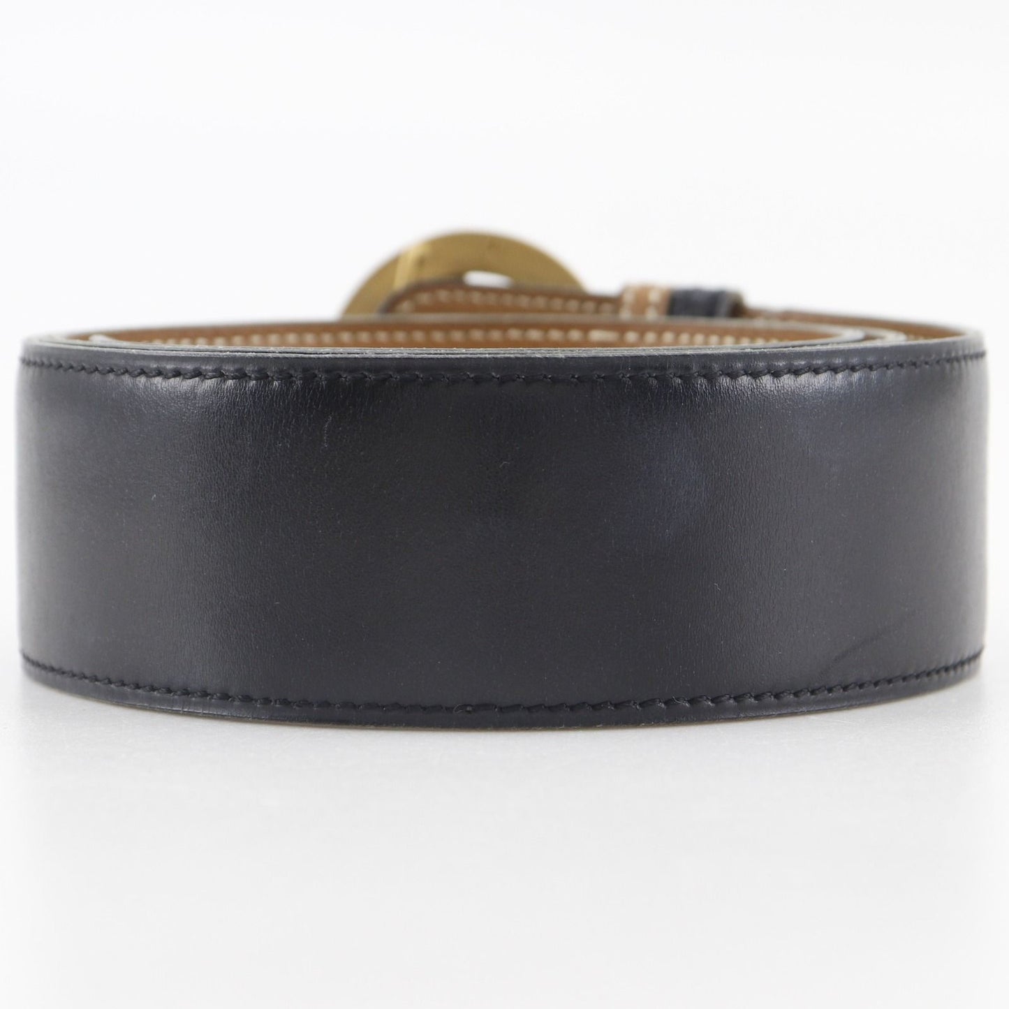 Hermes Hose Buckle Reversible Vintage Box Calf Gold Plated Black Brown Belt — view 3
