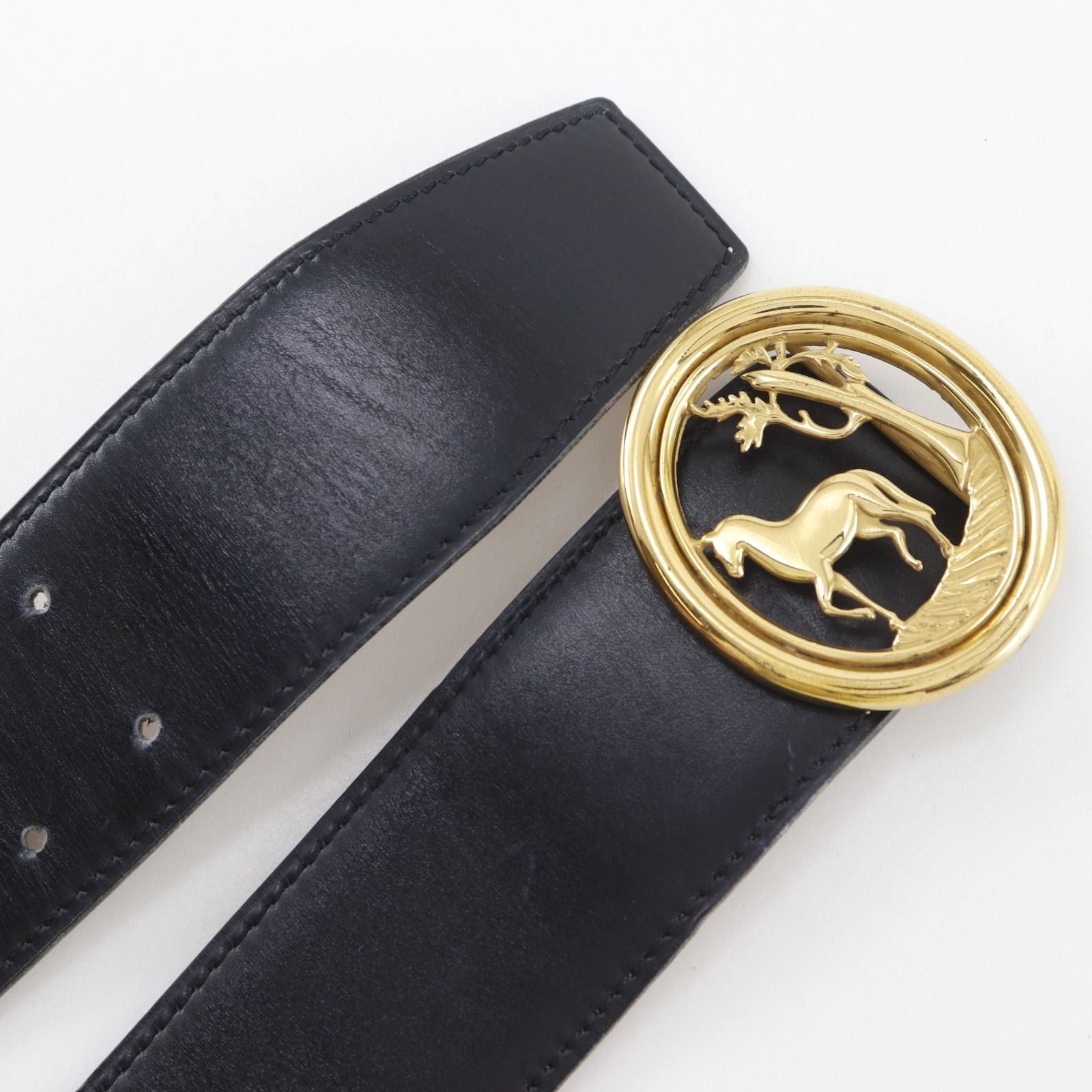 Hermes Hose Buckle Reversible Vintage Box Calf Gold Plated Black Brown Belt — view 4