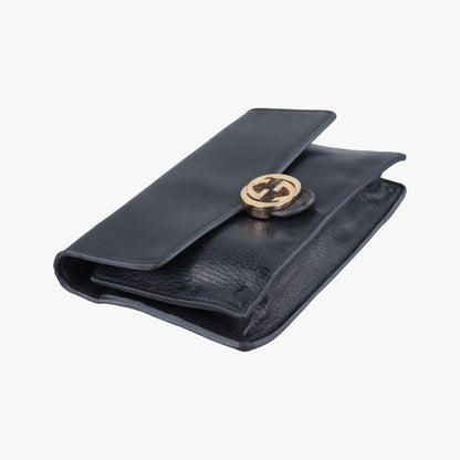 Gucci Interlocking Black Leather Messenger Bag — view 5