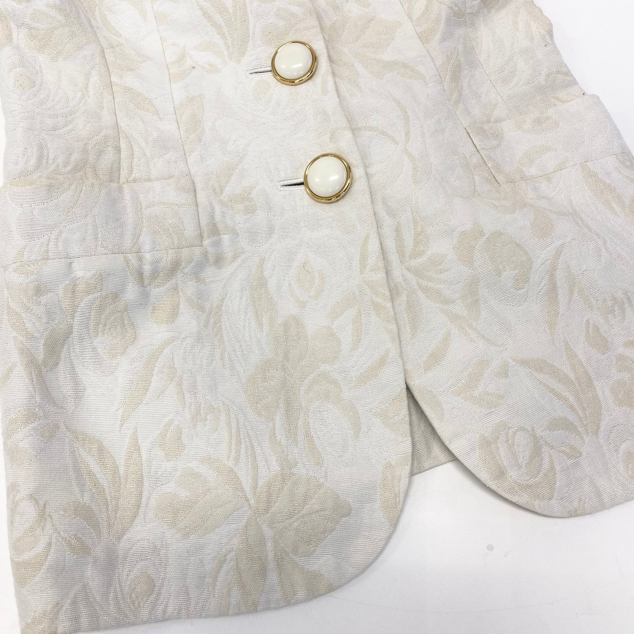 Dior Collarless Jacket Floral Motif 9 White Light Beige — view 7