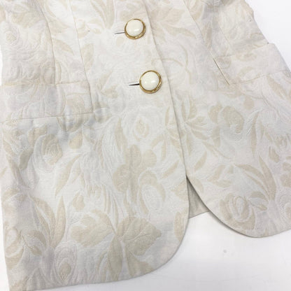 Dior Collarless Jacket Floral Motif 9 White Light Beige — view 7