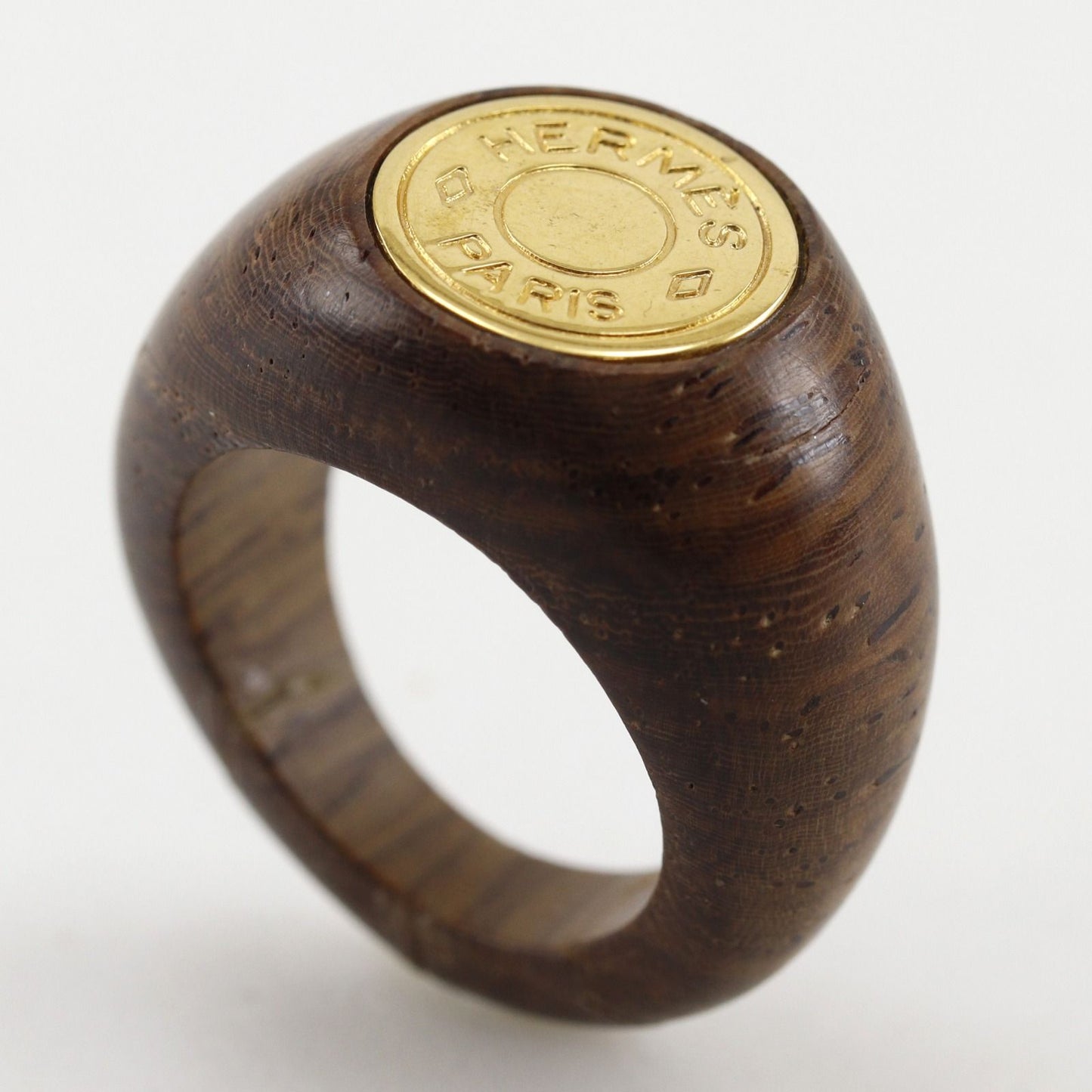 Hermes Series Wood Gold Plated Brown Ring — view 3