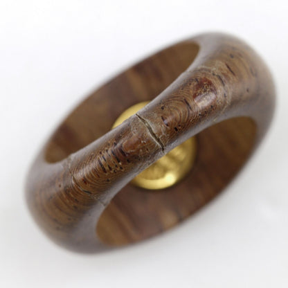 Hermes Series Wood Gold Plated Brown Ring — view 4