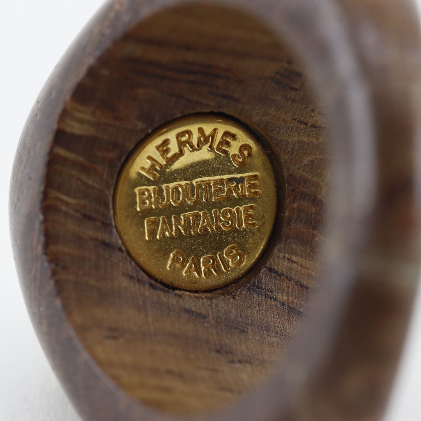 Hermes Series Wood Gold Plated Brown Ring — view 6