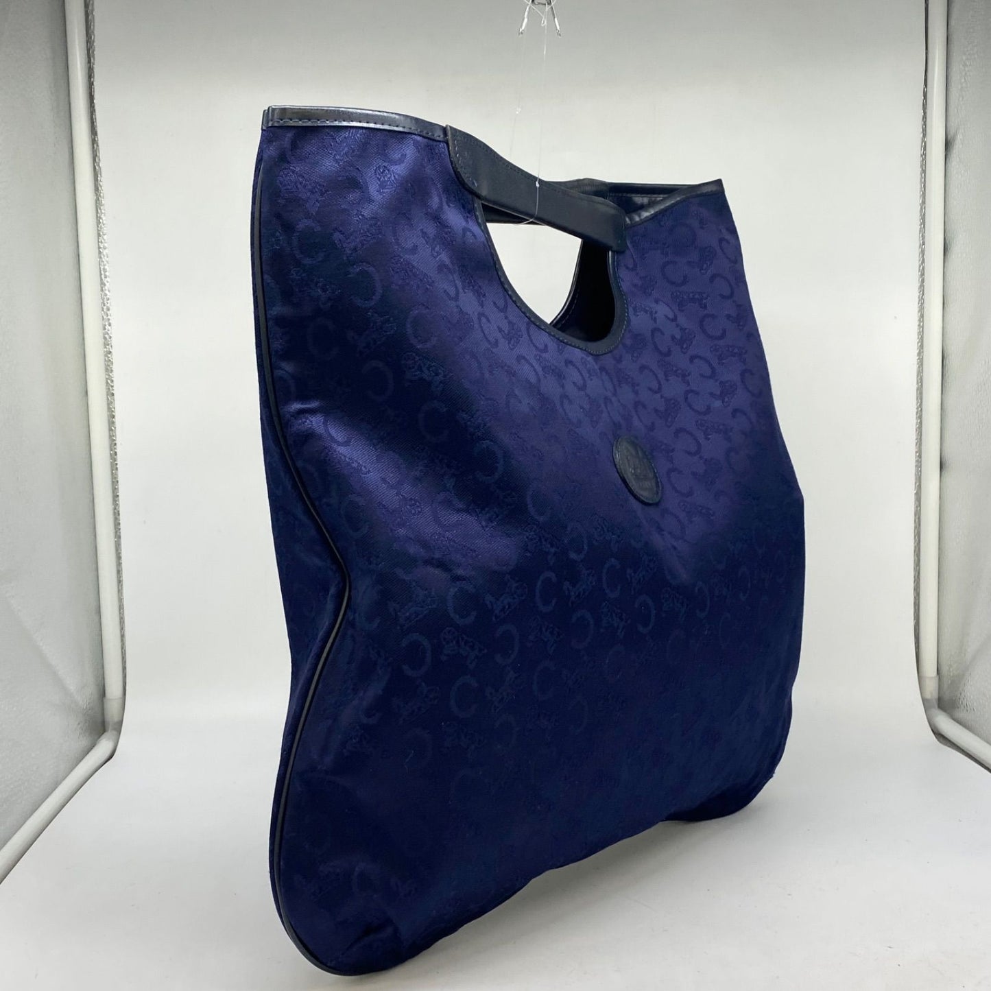Celine Handbag Macadam Canvas Navy Blue Business Vertical — view 3