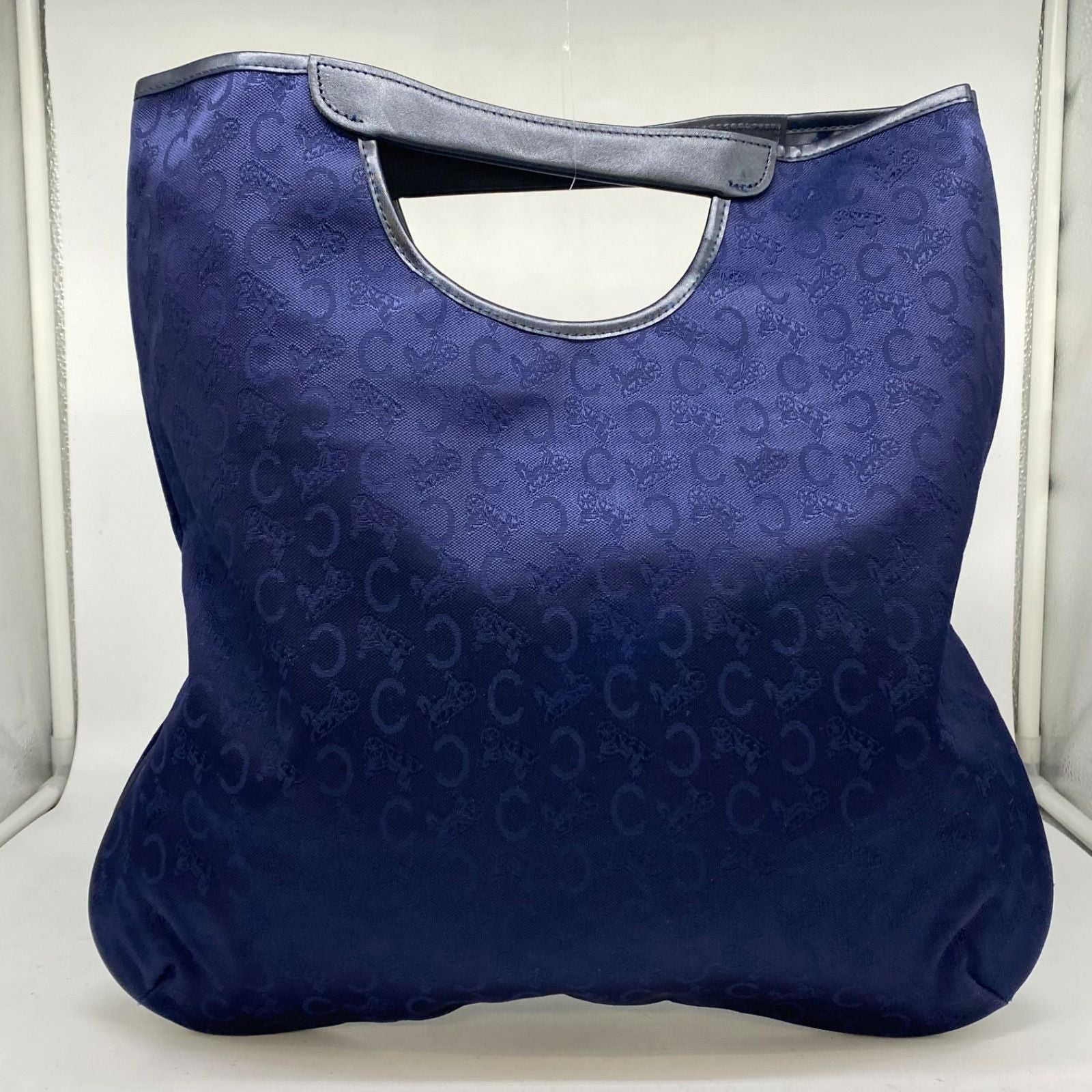 Celine Handbag Macadam Canvas Navy Blue Business Vertical — view 2