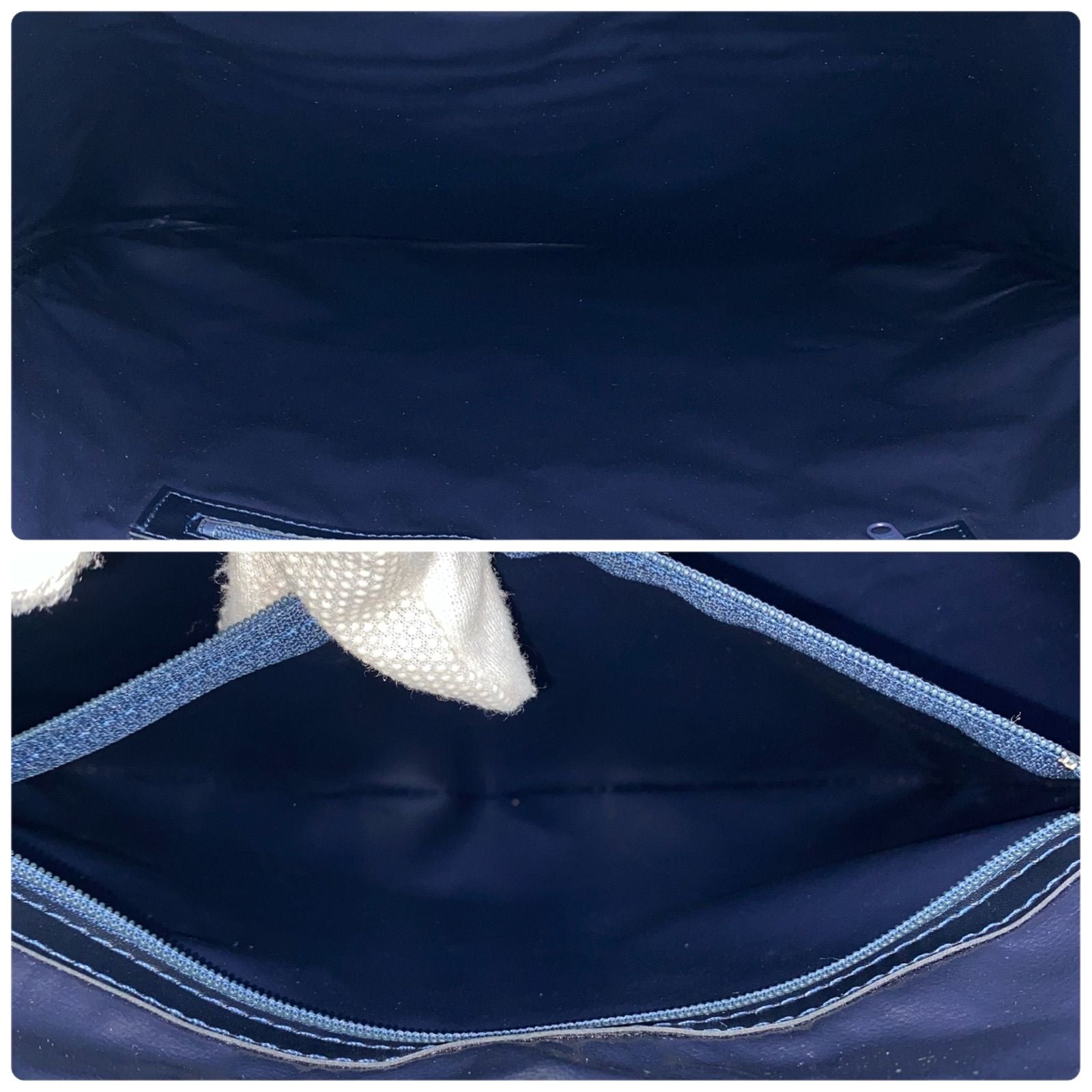Celine Handbag Macadam Canvas Navy Blue Business Vertical — view 6